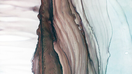Background for Cards. Motley Aquamarine Tone. Rainbow Fluid Peach Emerald. Alcohol Ink Burgundy Splatter. Fluid art Gouache Blur. Ocean color Smearing. Alcohol Illustration.