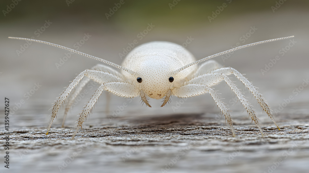 Poster unveiling the spider: a close-up view showcases an intriguing spider with a unique translucent body 