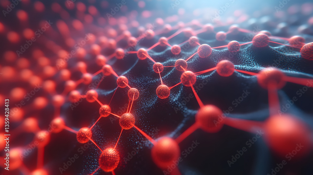Poster unveiling the nanoscale: an abstract, 3d-rendered visualization showcases the intricate structure of