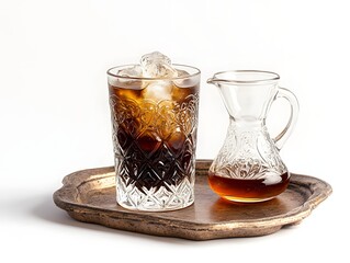 Iced Americano in a Vintage Style Etched Glass with Carafe