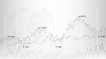 Stock market or forex trading graph and candlestick chart suitable for financial investment concept. Economy trends background for business idea and abstract finance background. Vector illustration.