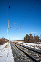 Empty train tracks in early springtime, Kempele Finland