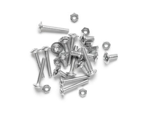 Tap bolts with chrome nuts isolated on white background