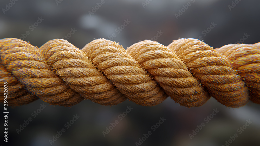 Poster textured rope close-up: an intimate, close-up view of a sturdy rope, its coarse texture and intricat