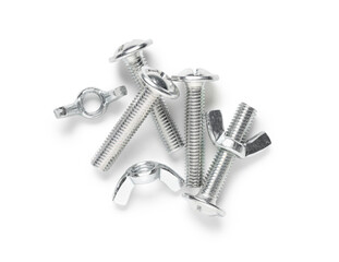 Tap bolts with chrome wingnuts isolated on white background