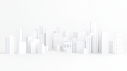 Minimalist White Cityscape Architecture 3D Render