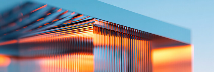 Translucent Rectangular Structure with Internal Orange Illumination