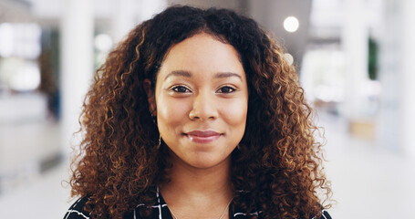 Smile, portrait and businesswoman in office with confidence for human resources opportunity....