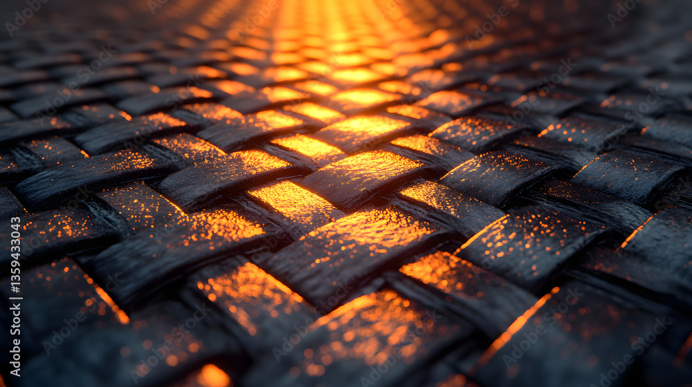 Poster texture of woven fabric: intricate close-up captures the textured surface of woven material. the int