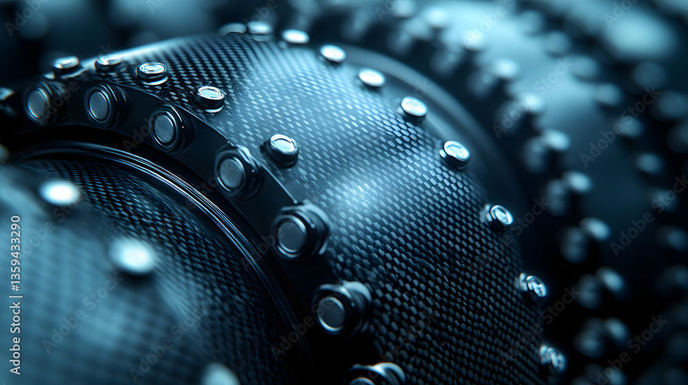 Poster machine's metallic detail: a close-up shot reveals the intricate mechanical workings of a machine, e