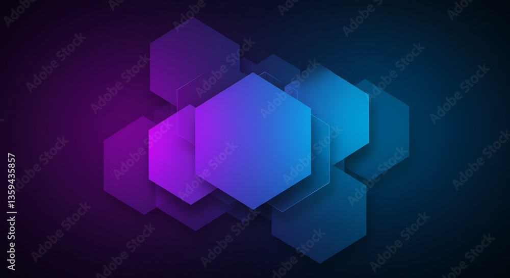 Aufkleber modern abstract background featuring overlapping geometric hexagons in a vibrant gradient of blue an