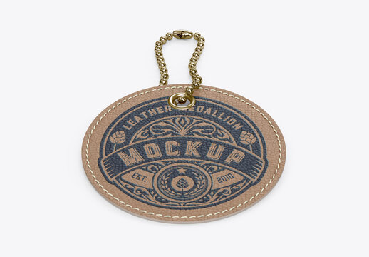 Leather medallion With Rope Mockup