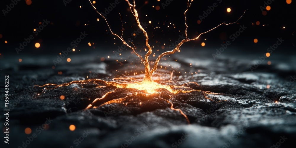 Aufkleber Molten Gold Liquid Exploding From the Earth's Surface Abstract Background