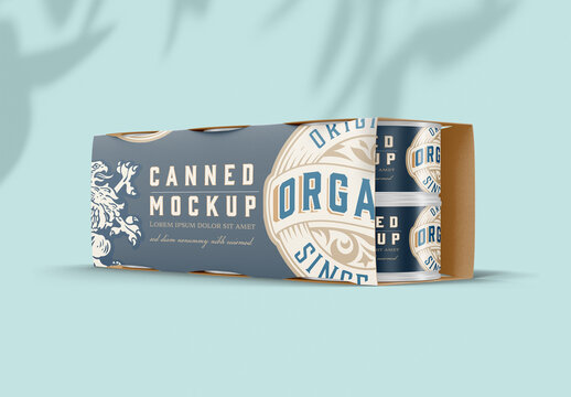 Packaging with Tin Cans Mockup