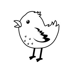 Cute cartoon bird singing happily in a light-hearted illustration