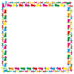 Abstract square frame. Colorful modern border. Geometric artistic design. Vibrant decorative outline.