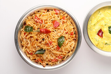 tomato rice, a south Indian dish with the main ingredient as rice and tomato