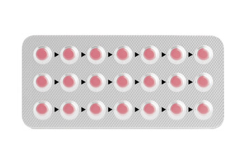 Blister Pack of Pink Pills. 3d Rendering