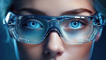 Close up look at futuristic eyewear showcasing advanced tech and intricate design.