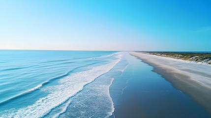 Blue Undulating Ocean Clear Blue Sky