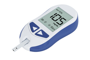 Diabetic Kit Concept. Blood Glucose Meter Monitoring System. 3d Rendering