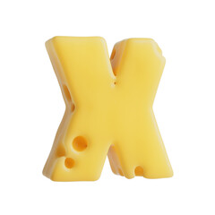 Swiss Cheese Font Letter X. 3d Rendering