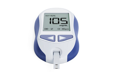Diabetic Kit Concept. Blood Glucose Meter Monitoring System. 3d Rendering