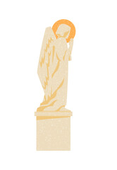 Statue of praying angel, illustration isolated on white background