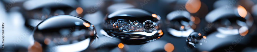 Poster macro photograph of water droplets with bokeh background