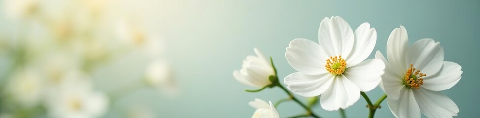 Obraz premium Elegant white flowers with a delicate crown on top against a soft blurred background, blurred, soft