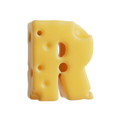 Swiss Cheese Font Letter R. 3d Rendering