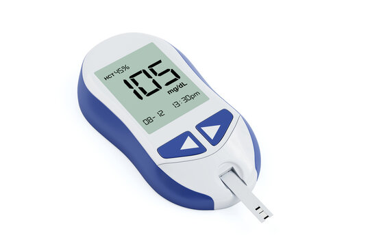 Diabetic Kit Concept. Blood Glucose Meter Monitoring System. 3d Rendering