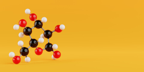 Structural Model of Glucose Molecule. 3d Rendering