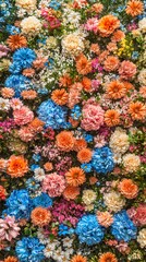 Vibrant Floral Tapestry   High Resolution Oil Painting of Blooming Flowers