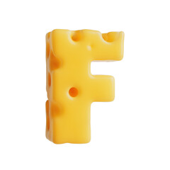 Swiss Cheese Font Letter F. 3d Rendering