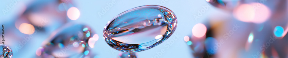 Poster iridescent oblong objects in soft-focus background