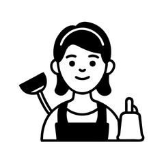 Female cleaner hand drawn illustration