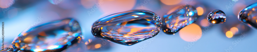 Poster translucent bubbles with bokeh background