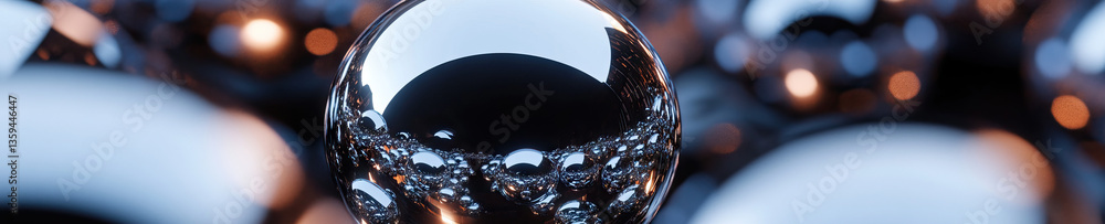 Aufkleber reflective sphere with microsphere texture and blurred background
