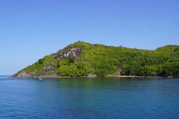 Anse Lazio and stunning paradise landscapes on Curieuse Island in the Seychelles, Africa