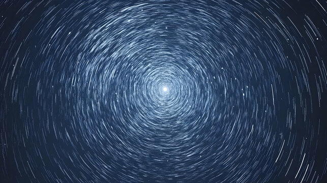 A swirling vortex of stars creates a mesmerizing celestial spectacle against the dark night sky emanating from a centra