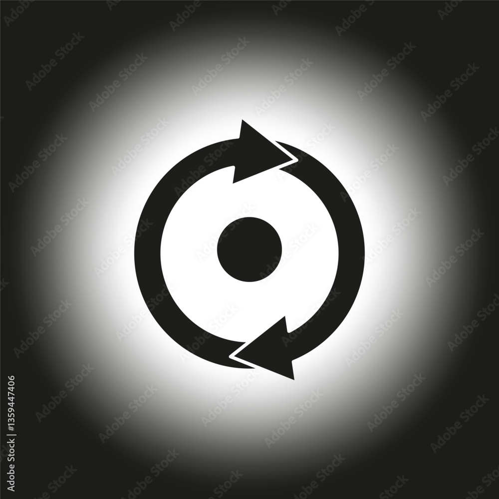 Poster rotating arrows symbol. circular motion icon. black on white vector. abstract design.