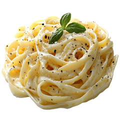 Fettuccine Alfredo isolated on white background
