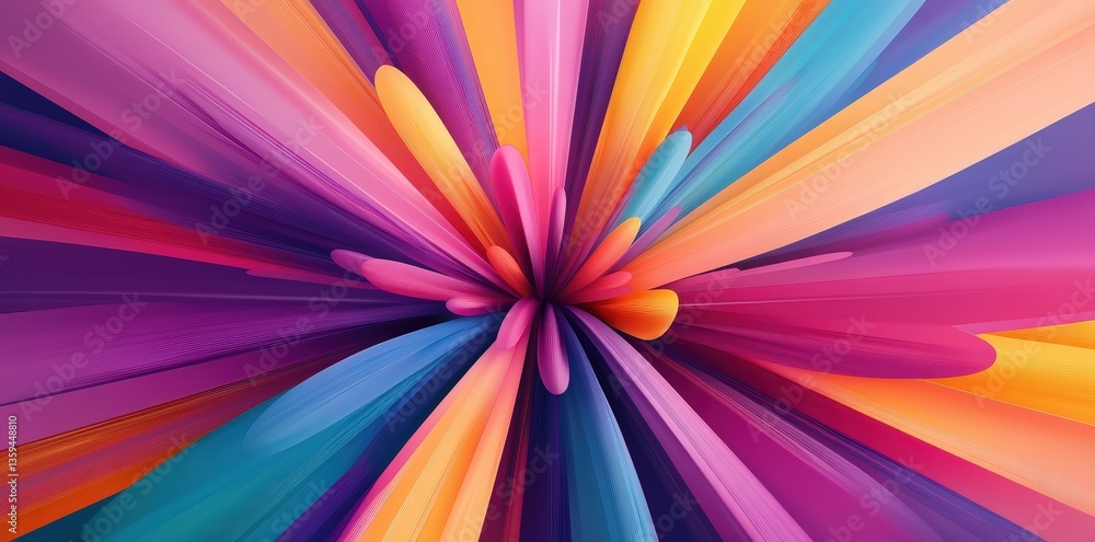 Aufkleber a vibrant explosion of colorful shapes radiating outward, creating a dynamic and energetic visual ef