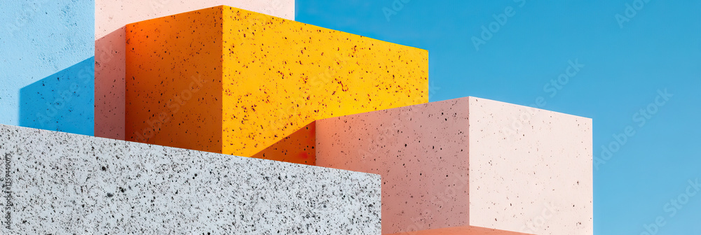 Poster abstract composition of colored textured blocks