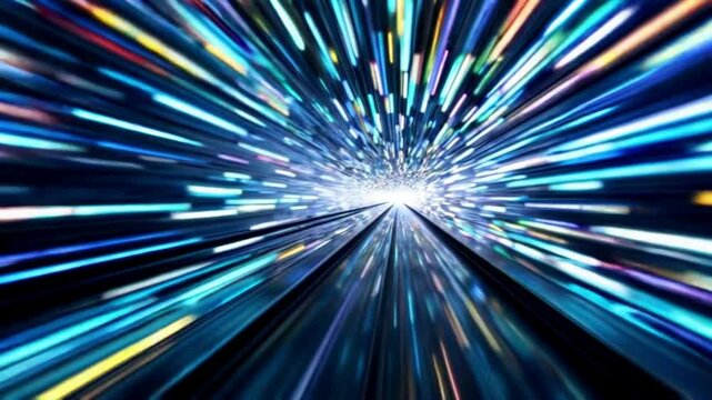 A high speed kaleidoscopic tunnel of shifting lights - Powered by Adobe