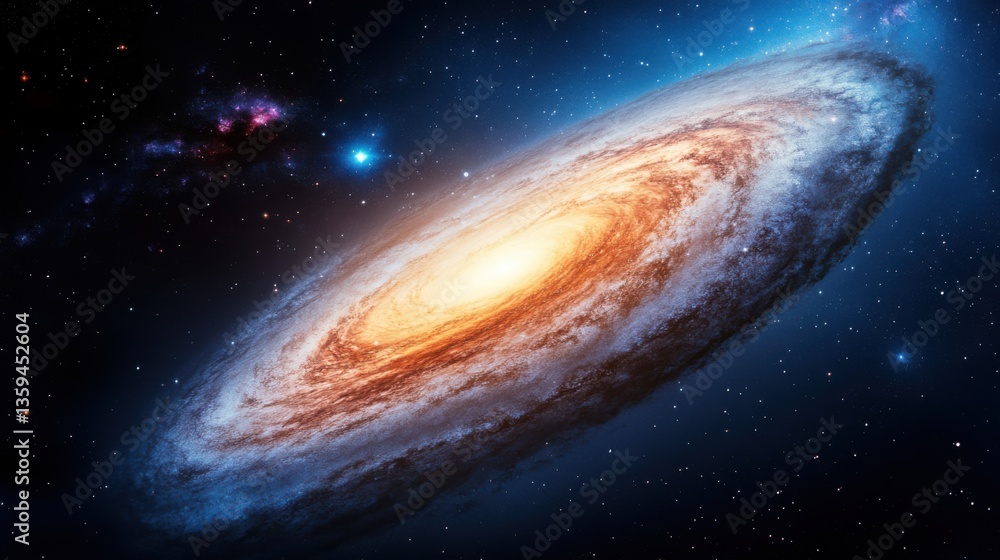 Aufkleber stunning spiral galaxy in deep space with bright core and colorful nebulae in background