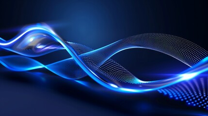 Futuristic digital tech background with glowing neon blue circuits and a dynamic wave of data streams, representing innovation and connectivity.