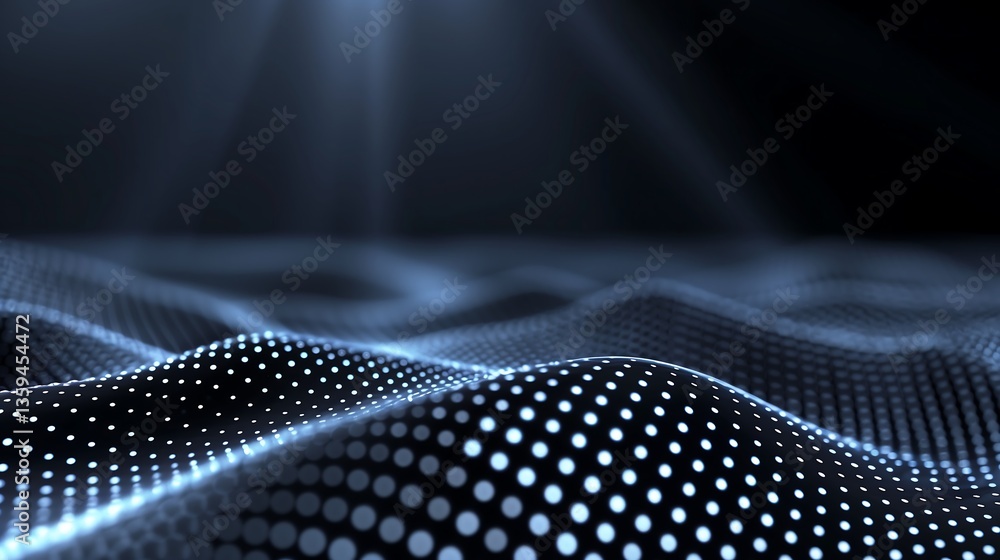 Poster minimalist high-tech background featuring soft glowing dots and smooth motion blur effects, creating