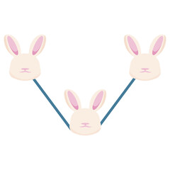 colored icon of Easter bunnies connected by lines, signifying a network of communication between users